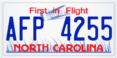 NC license plate AFP4255