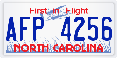 NC license plate AFP4256