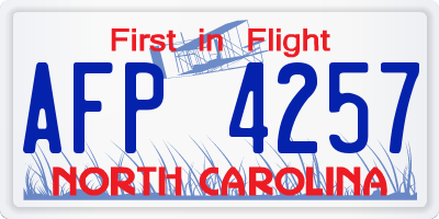 NC license plate AFP4257