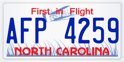 NC license plate AFP4259