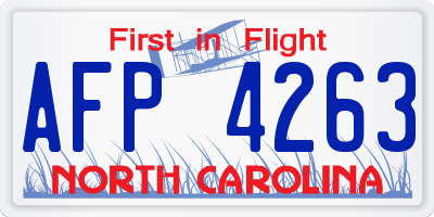NC license plate AFP4263