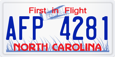 NC license plate AFP4281