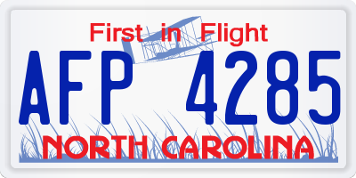 NC license plate AFP4285