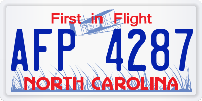 NC license plate AFP4287