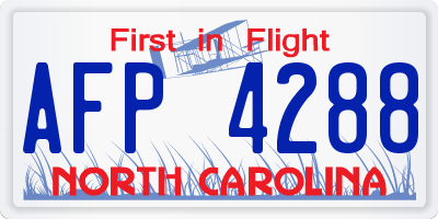 NC license plate AFP4288