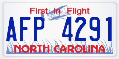 NC license plate AFP4291