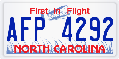 NC license plate AFP4292