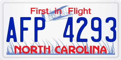 NC license plate AFP4293