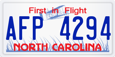 NC license plate AFP4294