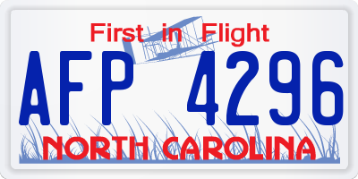 NC license plate AFP4296