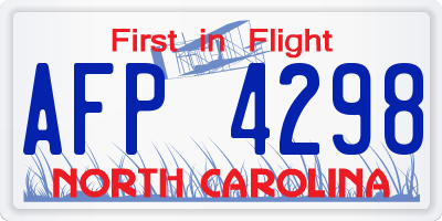 NC license plate AFP4298
