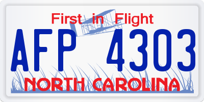 NC license plate AFP4303