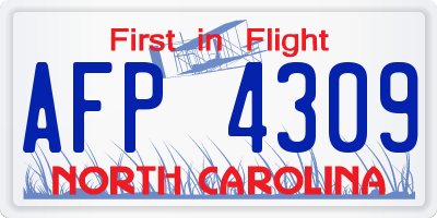 NC license plate AFP4309