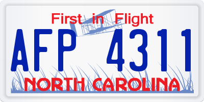 NC license plate AFP4311