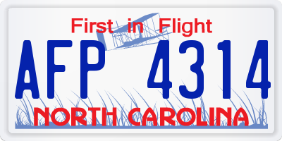 NC license plate AFP4314