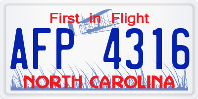 NC license plate AFP4316