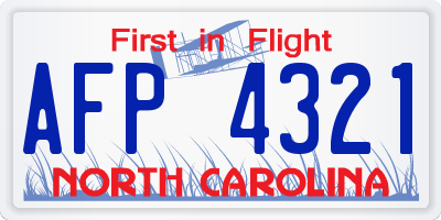 NC license plate AFP4321