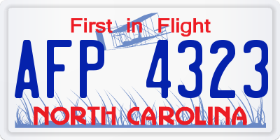 NC license plate AFP4323