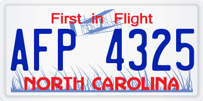 NC license plate AFP4325