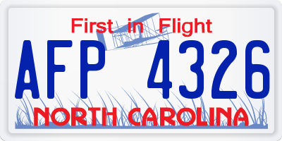 NC license plate AFP4326
