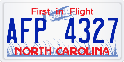 NC license plate AFP4327