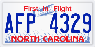 NC license plate AFP4329