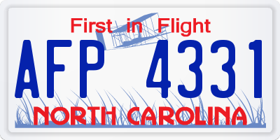 NC license plate AFP4331