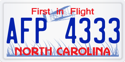 NC license plate AFP4333