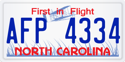 NC license plate AFP4334