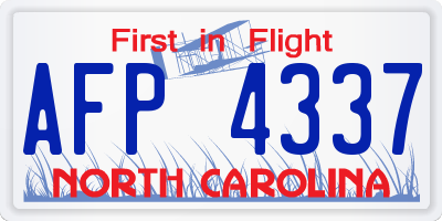 NC license plate AFP4337