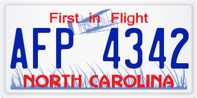 NC license plate AFP4342