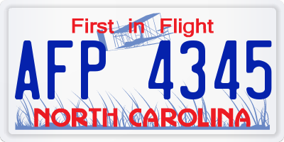 NC license plate AFP4345