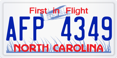 NC license plate AFP4349