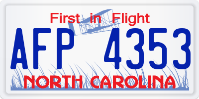 NC license plate AFP4353