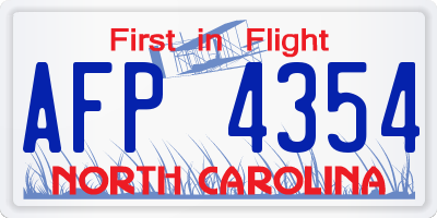 NC license plate AFP4354