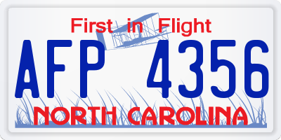 NC license plate AFP4356