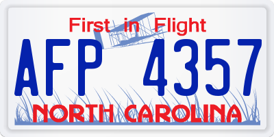 NC license plate AFP4357