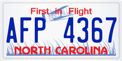 NC license plate AFP4367