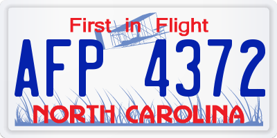 NC license plate AFP4372