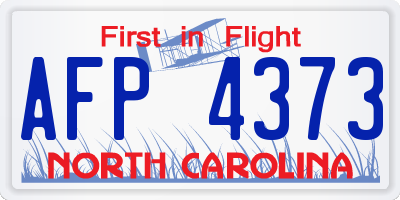 NC license plate AFP4373