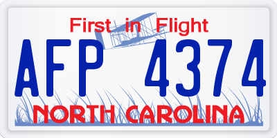 NC license plate AFP4374