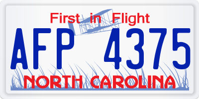 NC license plate AFP4375
