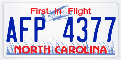 NC license plate AFP4377