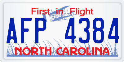 NC license plate AFP4384