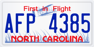 NC license plate AFP4385