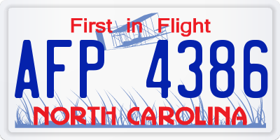 NC license plate AFP4386