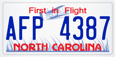 NC license plate AFP4387