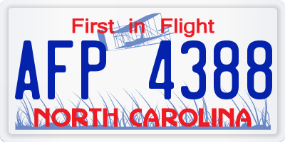 NC license plate AFP4388