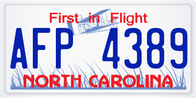 NC license plate AFP4389