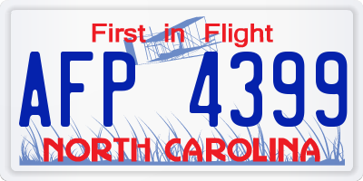 NC license plate AFP4399